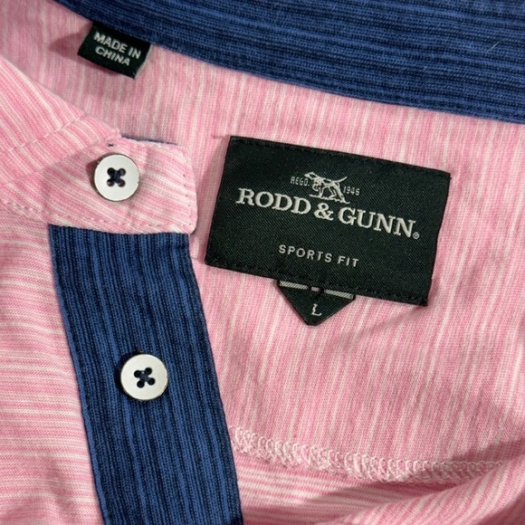 Rodd & Gunn Pink Navy Mens Large Short Sleeve Polo Shirt Sports Fit 100% Cotton - Picture 5 of 7